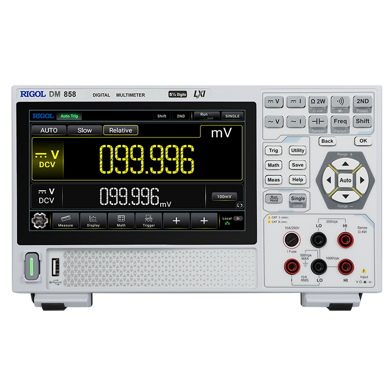 RIGOL DM858 stolný digitálny multimeter so 7" dotykovým displejom, meracie rozsahy do 1000 V DC a 750 V AC